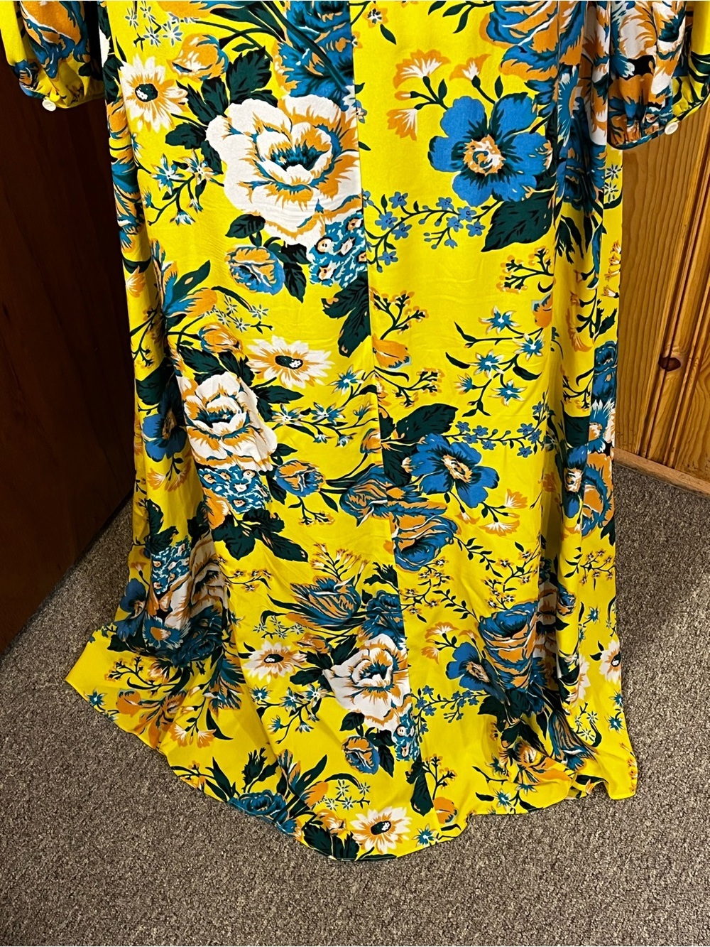Diane Von Furstenberg Silk Bournier Acid Yellow Floral Print Maxi Dress Sz-4 - Picture 10 of 12